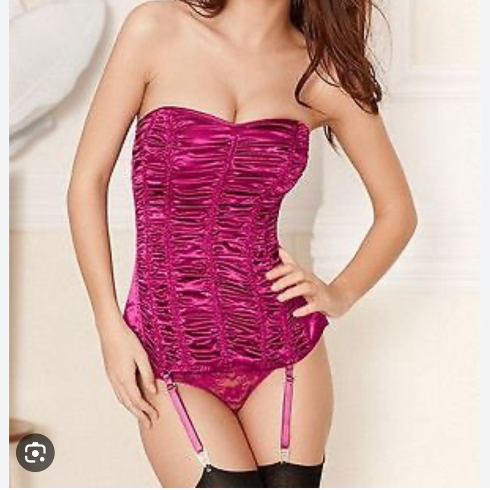 NWT Fredericks of Hollywood Ruched Satin Corset Sz 38 - Picture 9 of 9
